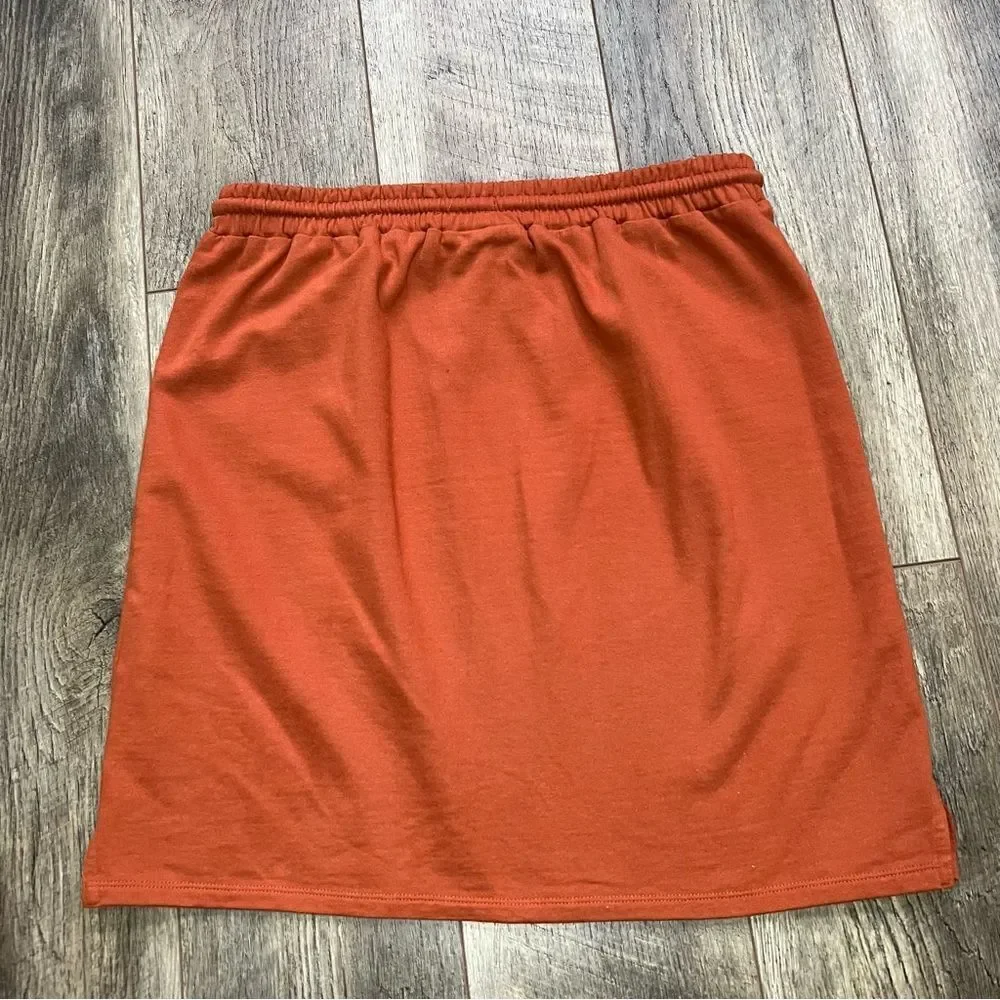 People Tree UK Rust Organic Cotton Pull On Skirt Size 10